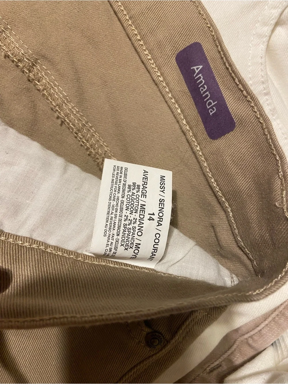 Gloria Vanderbilt Size 14 Amanda Neutral Tan Straight-Leg Pants